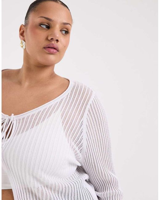 ONLY White Tie Front Top