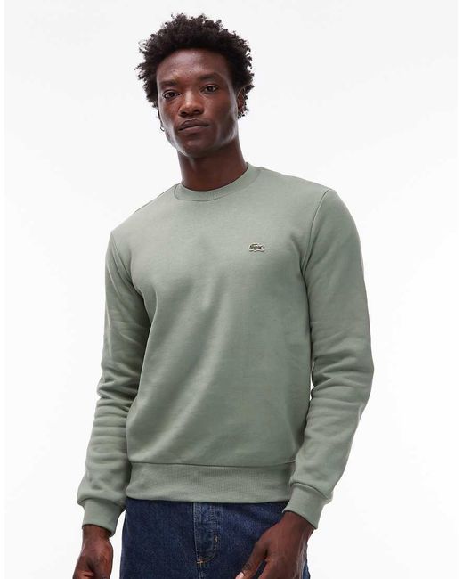 Sudadera Verde Con Cuello Redondo De Lacoste de hombre de color Gray