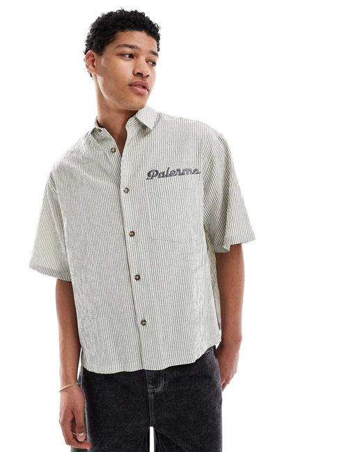 Camisa A Rayas Verdes Extragrande Con Media Manga De -Brunette ASOS de hombre de color Gray