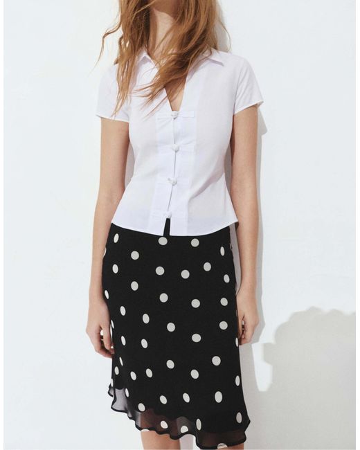 Pull&Bear White – kurzärmlige hemdbluse