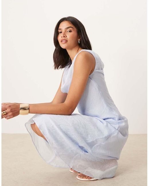 Mango White Cowl Neck Open Back Maxi Dress