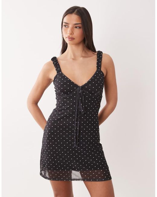 ASOS Black Cap Sleeve With Tie Detail Mini Dress