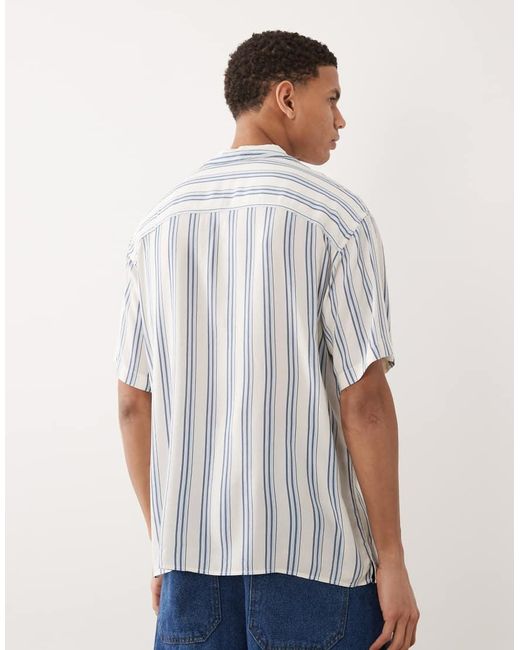 Jack & Jones White Stripe Shirt With Short Sleeves for men