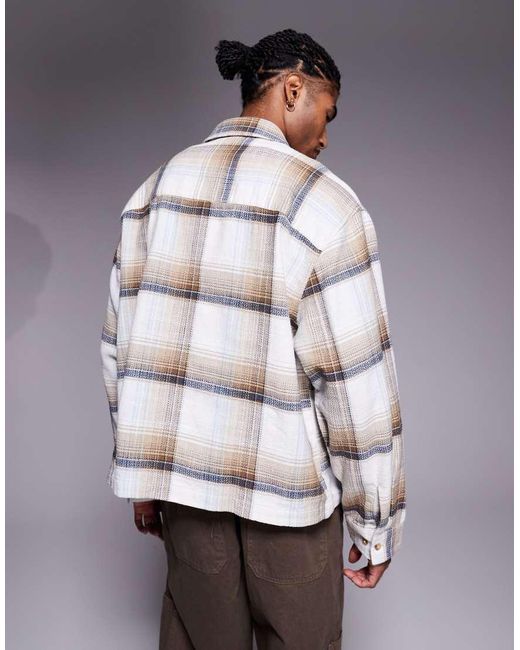 ASOS Gray Boxy Checked Overshirt for men