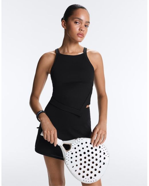 Oysho White Comfortlux Halter Neck Hemstitch Tank Top