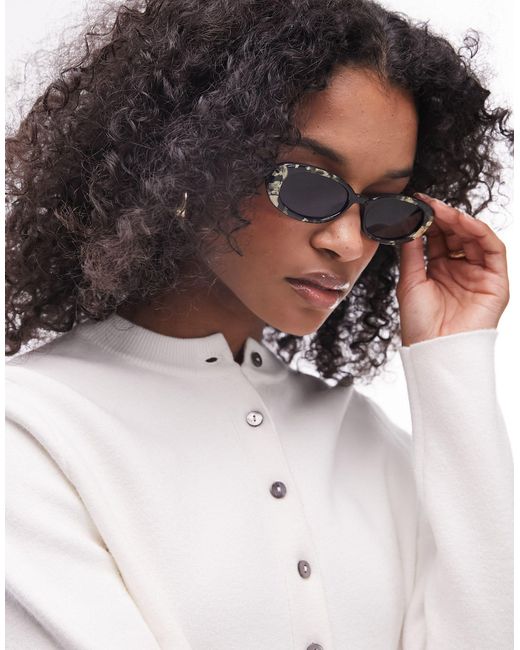 Meadow - occhiali da sole ovali tartarugati di TOPSHOP in White