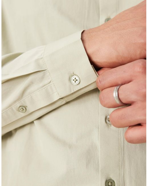 ASOS – kastiges oversize-hemd aus popeline in Natural für Herren