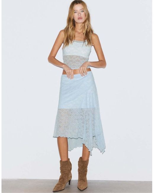 Stradivarius White Lace Strap Top