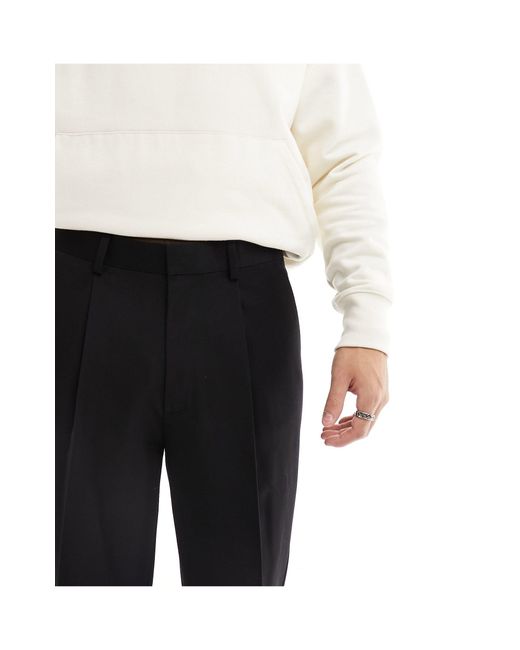 ASOS Black Smart Oversized Tapered Fit Trousers for men