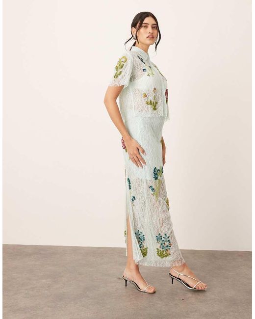 ARRANGE Midi Rok Met Bloemen En Kant in het Natural