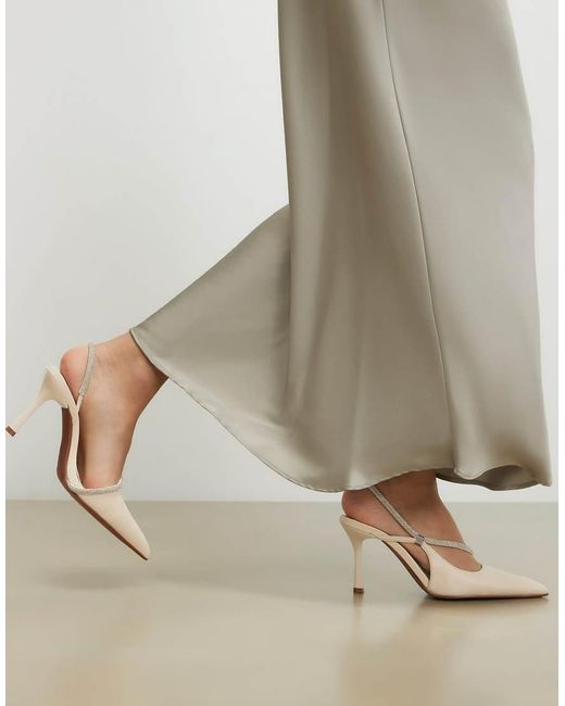 River Island White Cream Diamante Slingback Court Heels