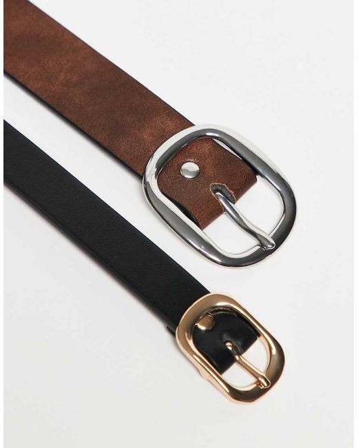 ASOS Black Waist And Hip 2 Pack Skinny And Wide Jeans Belt
