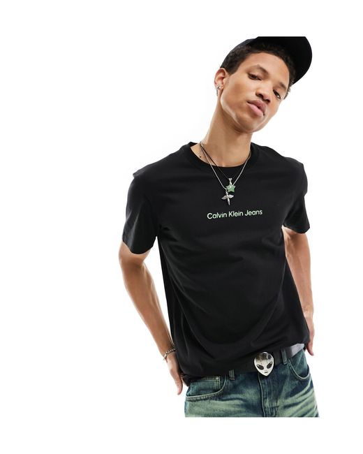 Calvin Klein Black Mirrored Logo T-shirt for men