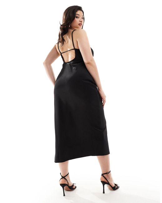 Asos design curve - robe mi-longue en néoprène à coutures apparentes ASOS en coloris Black