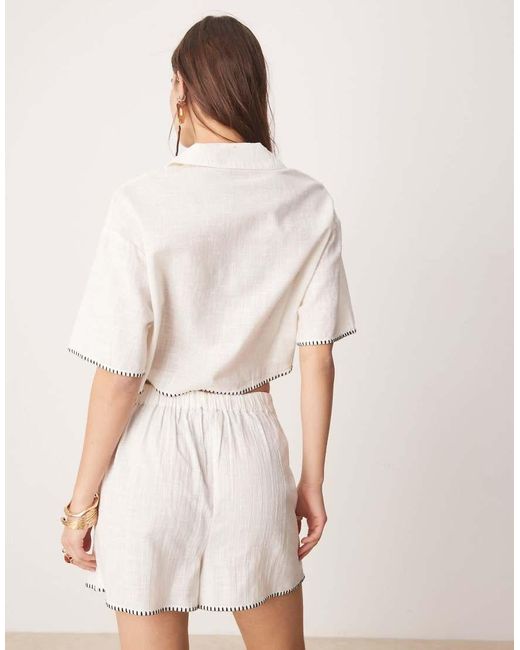 New Look Cropped Overhemd Met Dekensteek in het White