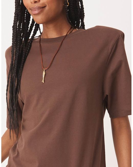 ASOS Brown Regular Fit T-shirt With Shoulder Pads