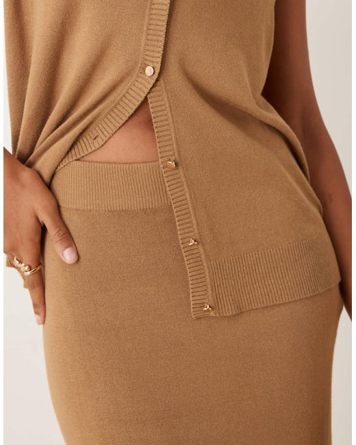 Vila Natural Knitted Maxi Skirt Co-Ord