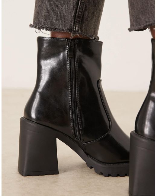 Raid Wide Fit Black Sugar Block Heeled Ankle Boots