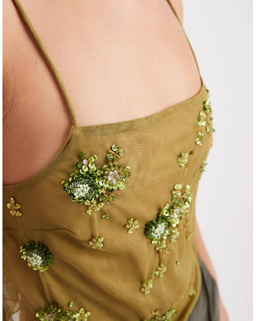 ASOS Green Scatter Sequin Mesh Cami Top