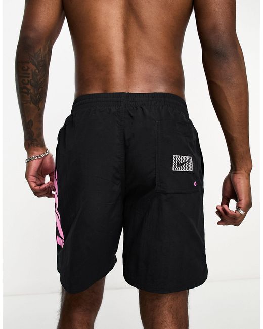Icon - pantaloncini da bagno stile volley da 7" neri con grafica di Nike in Black da Uomo