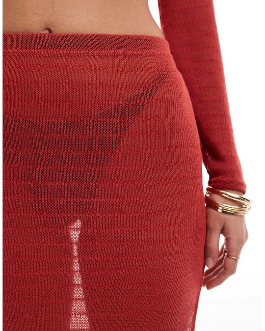 Missy empire - exclusivité - jupe longue moulante d'ensemble Missy Empire en coloris Red