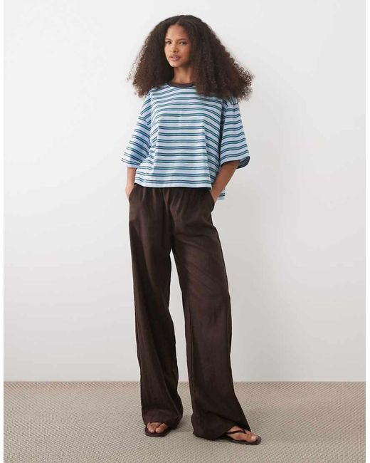 ASOS Blue Contrast Neck Boxy Crop Top