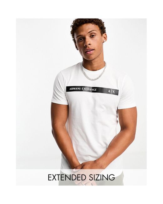 Armani Exchange White Front Taped Logo T-shirt for men
