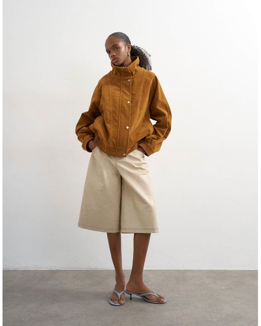 TOPSHOP Brown – bomberjacke aus wildlederimitat