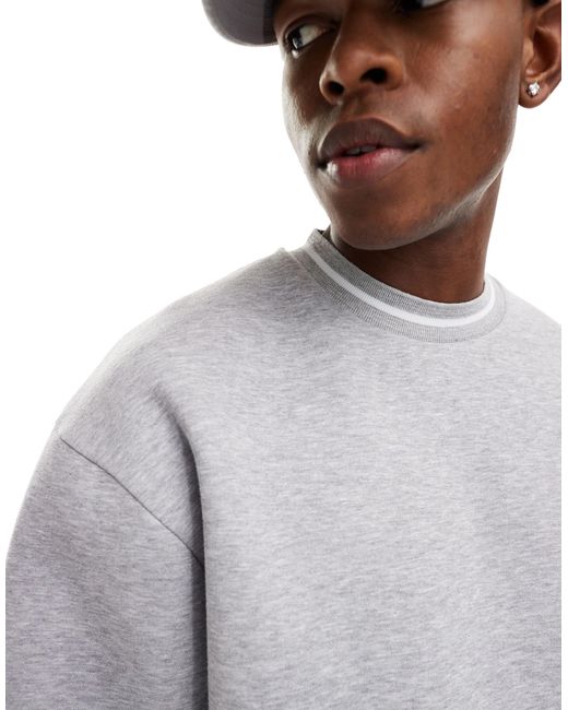 ASOS Gray Oversized Sweatshirt With Tipping Details for men