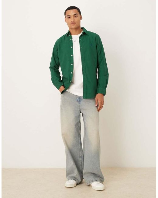 Polo Ralph Lauren Green Icon Logo Slim Fit Garment Dyed Oxford Shirt for men