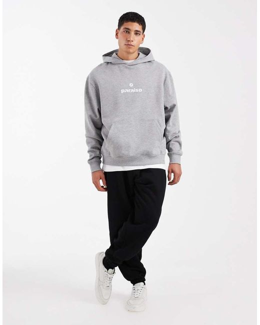 ASOS Gray Relaxed Hoodie With Text Print for men
