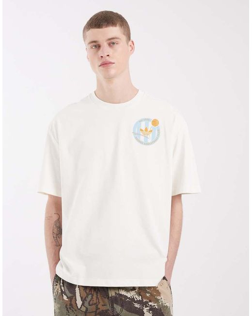 Adidas Originals White Og Crest Graphic T-Shirt for men