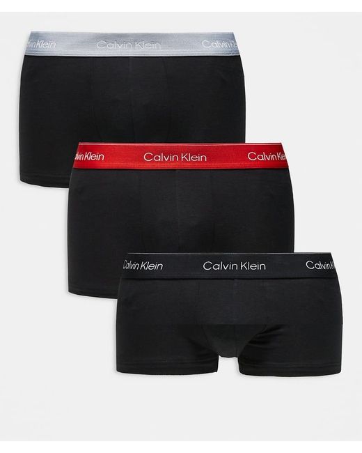 Calvin Klein Black Icon Cotton Stretch 3 Pack Low Rise Trunks for men