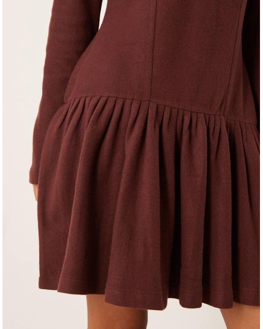 ASOS Natural Supersoft Dropped Corset Waist Detail Mini Dress