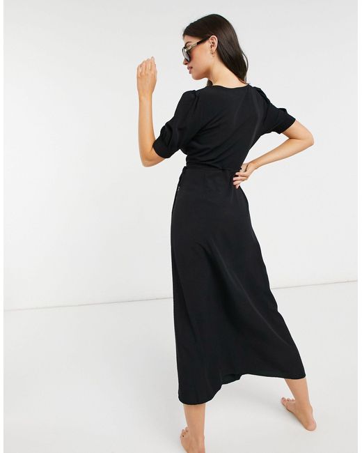 Fashion Union Exclusive Beach Wrap Dress in Black | Lyst