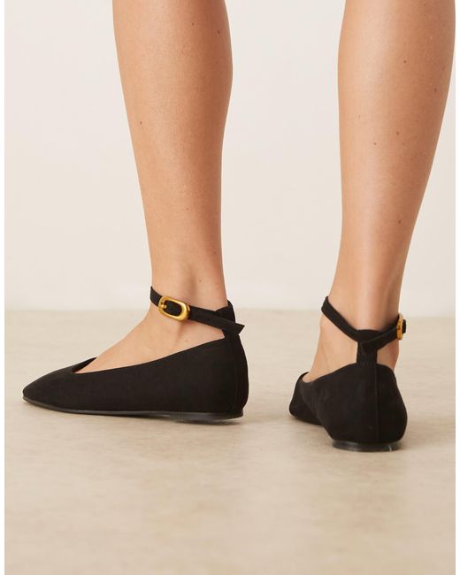 Asos Design Wide Fit Natural – lara – ballerinas aus wildlederimitat