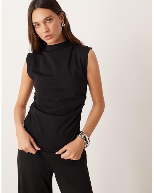 Mango Black High Neck Sleeveless Top Co-ord