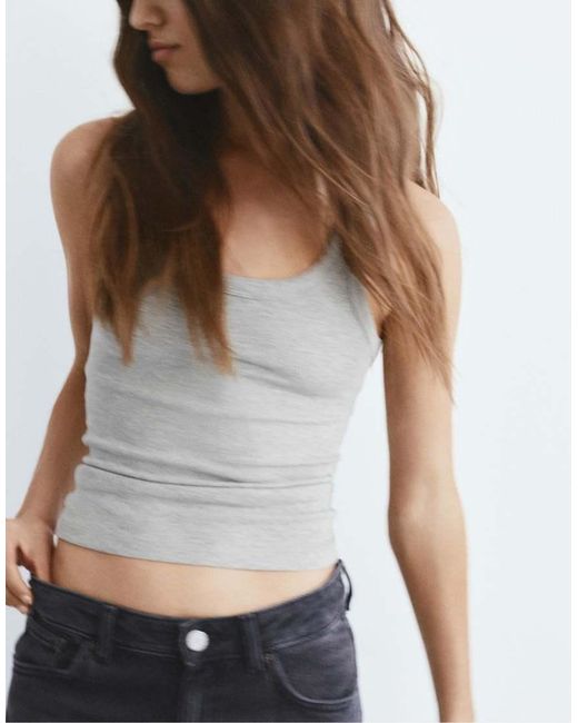 Pull&Bear White Basic Tank Top