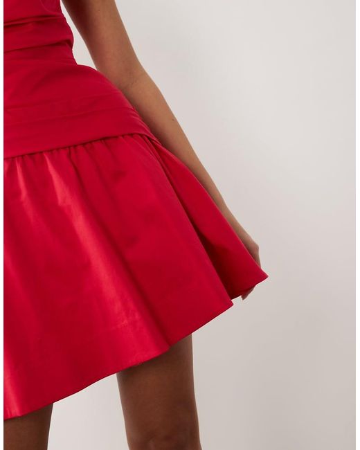 Forever New Red Cotton Bandeau Mini Dress
