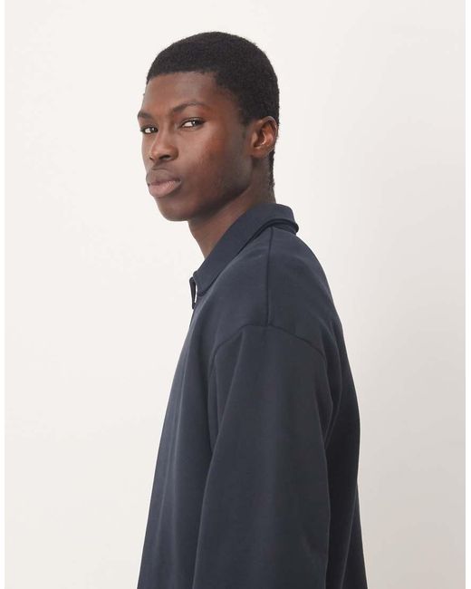 ARKET Blue Half Zip Lightweight Sweatshirt With Polo Collar for men