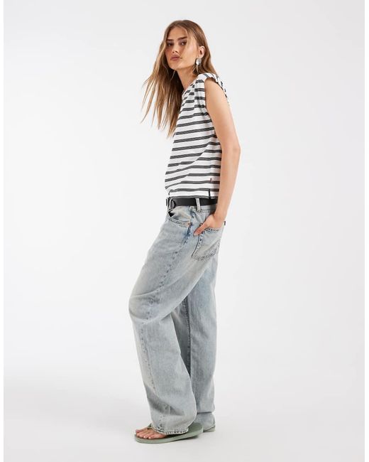 Levi's White Striped Tank Top