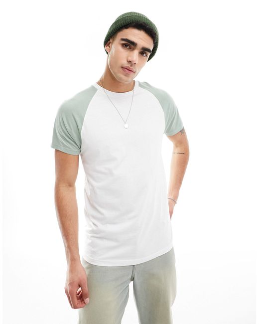 T-shirt à manches raglan - et vert Brave Soul pour homme en coloris White