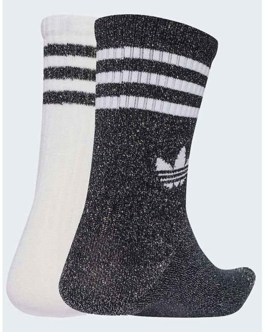 Adidas Originals Black 3-Stripes Glitter Crew Socks 2 Pairs