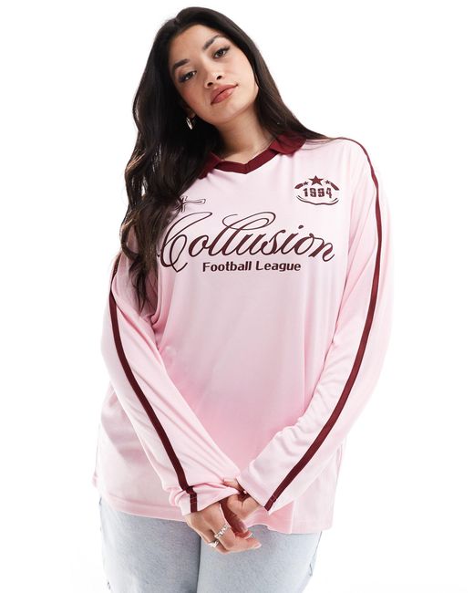 Collusion Pink Plus Oversized Long Sleeve Football Shirt