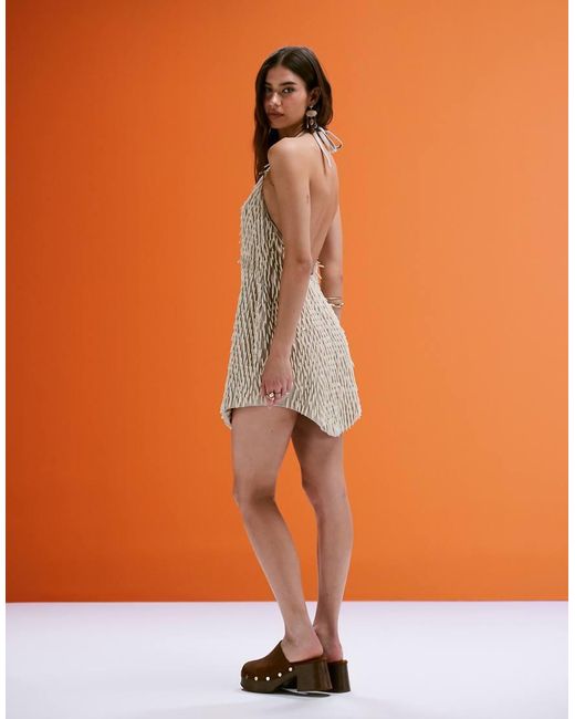 ASOS Gray Structured Mini Dress With 3d Beading