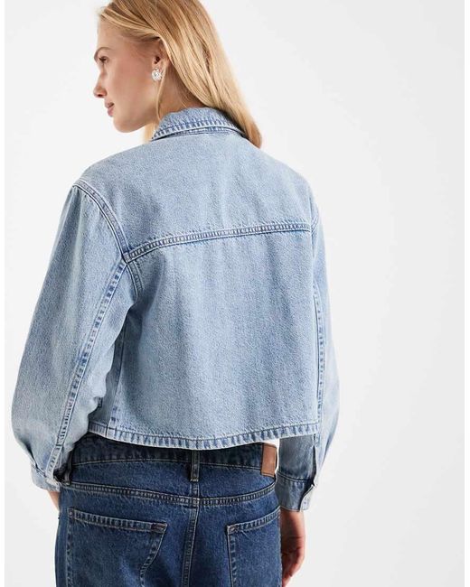 Mango Blue Teen 100% Cotton Boxy Denim Jacket