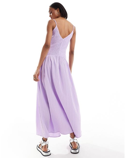 ASOS Purple Asos Design Tall Full Skirt Midi Crinkle Sundress