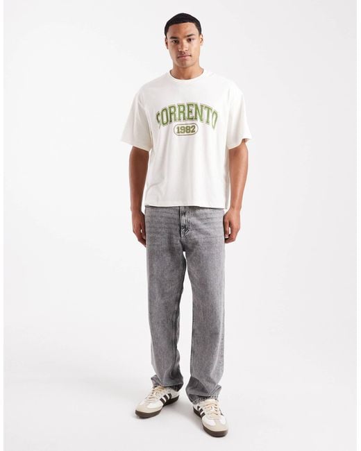 Jack & Jones White Oversized T-shirt With Collegiate Print for men