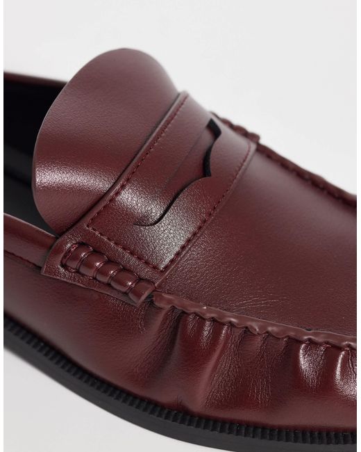 ASOS Brown Mule Penny Loafers With Ruching for men