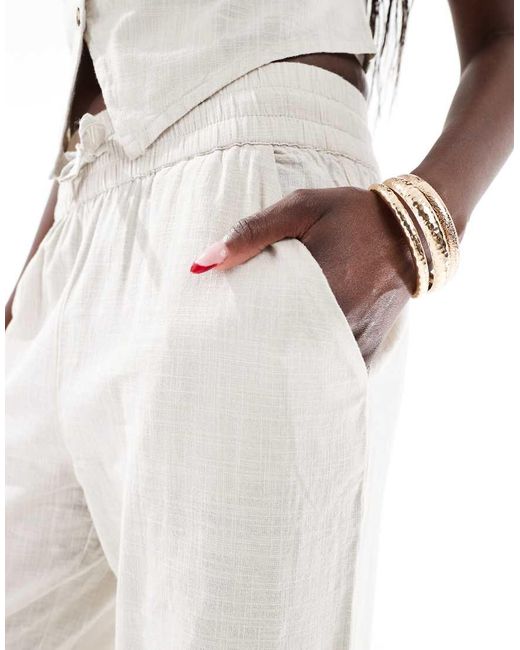 Vero Moda White Tailored Drawstring Waist Wide Leg Trouser Co-ord